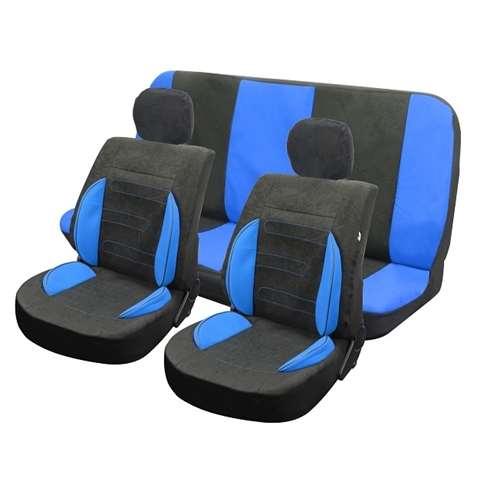 כיסוי מושבים אמילי 8 חלקים כחול שחור