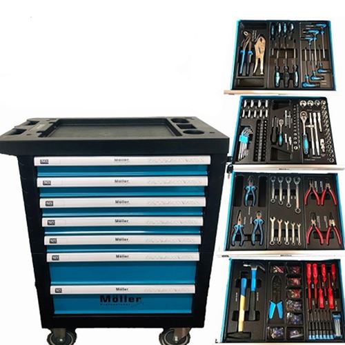 עגלת כלים 7 מגירות  כולל 220 כלים מבית MOLLER