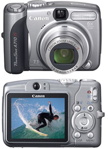 מ.דיגיטלית 7.1 מגה Canon A710 מחודשת + מתנה