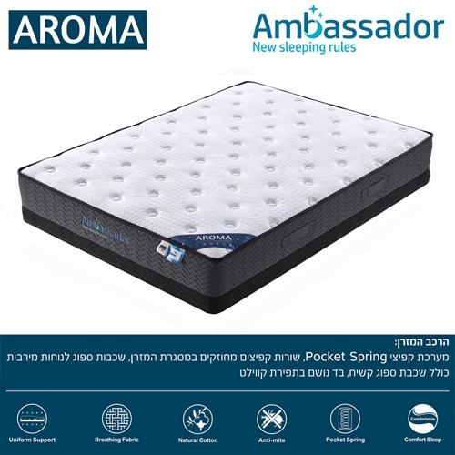 מזרן קשיח קפיצים מבודדים 200*160 AMBASSADOR AROMA