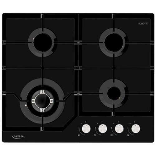 כיריים גז 4 להבות זכוכית שחורה קריסטל דגם GH60GB