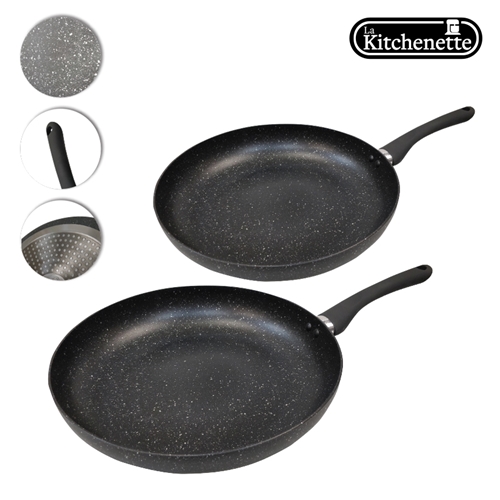 סט זוג מחבתות בגדלים עם ציפוי אבן שיש LA KITCHENET