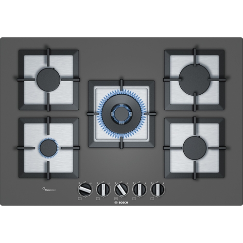 כיריים גז 5 להבות זכוכית כסופה Bosch PPQ7A9M20Y