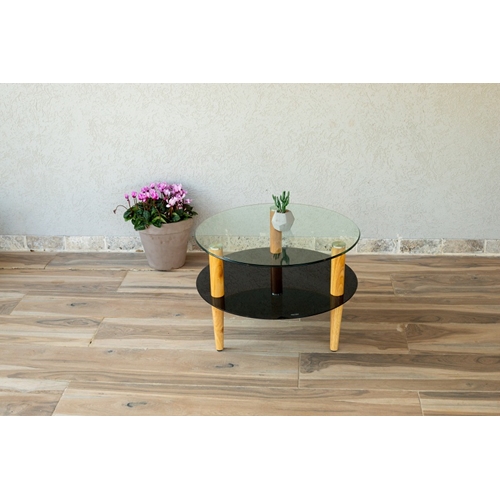 שולחן סלון עגול מזכוכית דגם טקסס