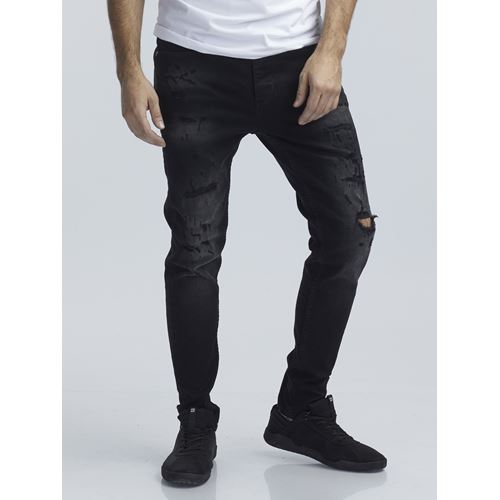ג'ינס סקיני שחור קרעים