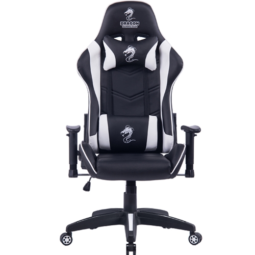 כיסא גיימינג בעיצוב ייחודי DRAGON צבע שחור/לבן