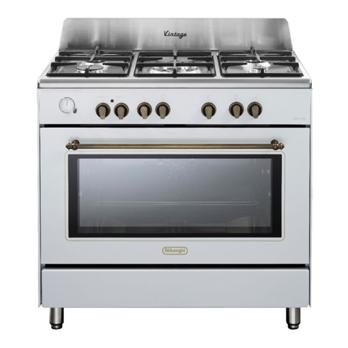 תנור משולב כיריים 90 וינטג' 5 להבות Delonghi לבן