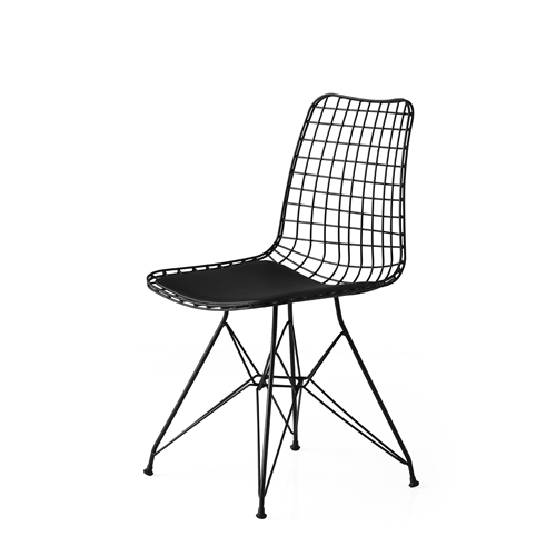 סט 4 כסאות רשת מתכת בצבע שחור