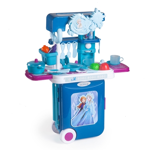 מזוודת טרולי נפתחת למטבח מודרני מועוצב מהסרט פרוזן