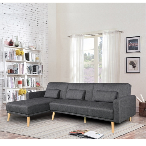 מערכת ישיבה פינתית מבד נפתחת למיטה זוגית דגם נופר