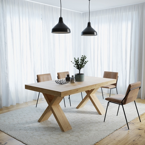 שולחן אוכל אירופאי מלבני עם רגלי איקס נפתח ל-2.8מ'