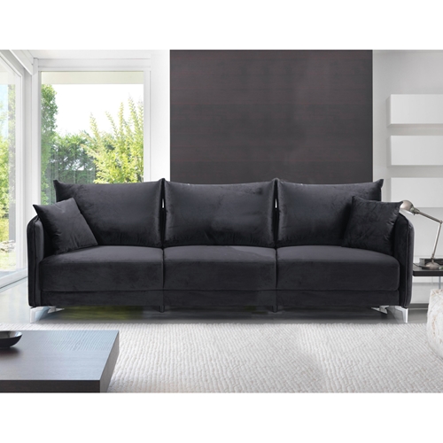 ספה רחבה 2.4 מ בעיצוב מודרני מרופדת בד קטיפתי