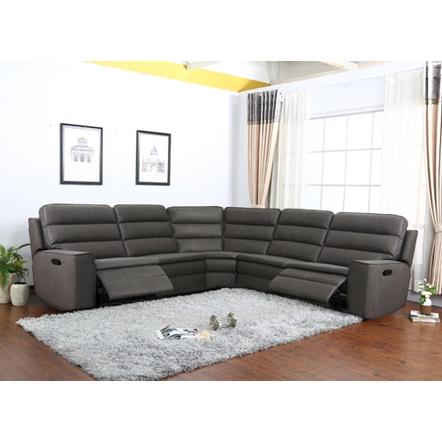 מערכת ישיבה פינתית בריפוד בד רחיץ עם 2 ריקליינרים