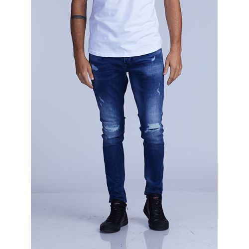 MARTIN ג'ינס סקיני כחול עם קרעים פרומים