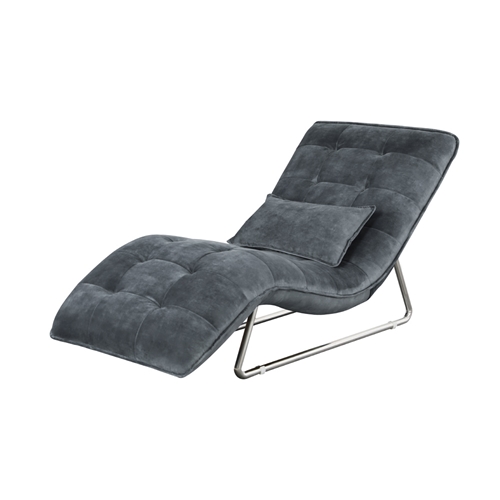 כורסת שכיבה מרופדת בד קטיפה עם רגל מתכת HOME DECOR