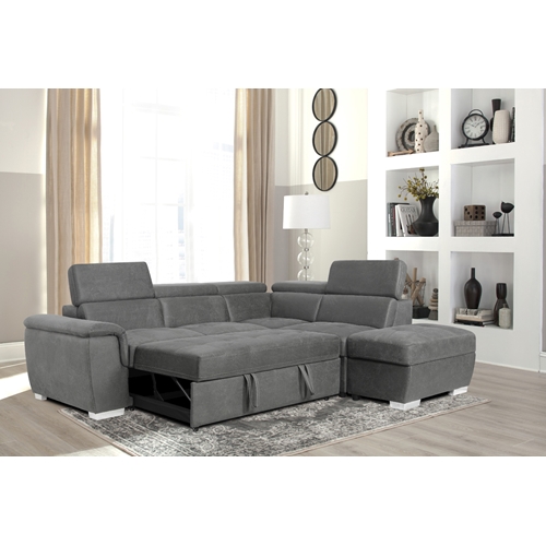 מערכת ישיבה פינתית נפתחת למיטה עם ראשים מתכווננים