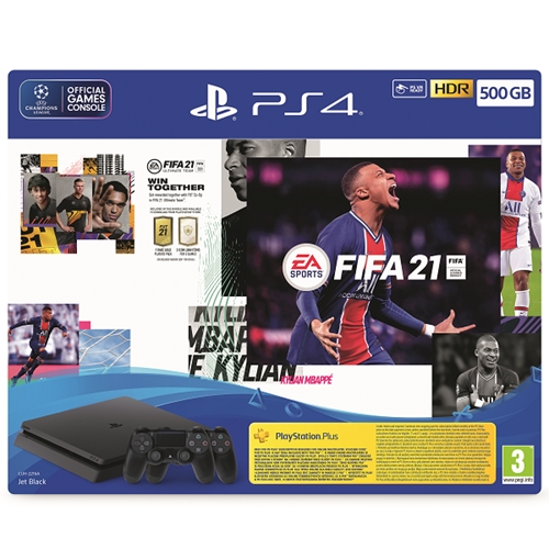 קונסולה 500GB PS4 Slim+משחק FIFA 21ּּ+בקר נוסף