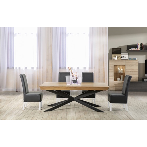 שולחן פינת אוכל מפואר עם רגלי ברזל בצבע שחור