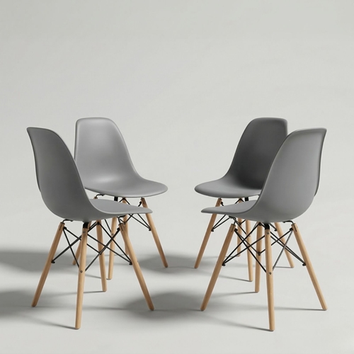 רביעיית כיסאות אוכל נורדיק אפור Tudo Design