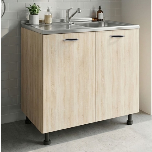 ארון שירות תחתון כולל כיור נירוסטה מליבו גוון אלון