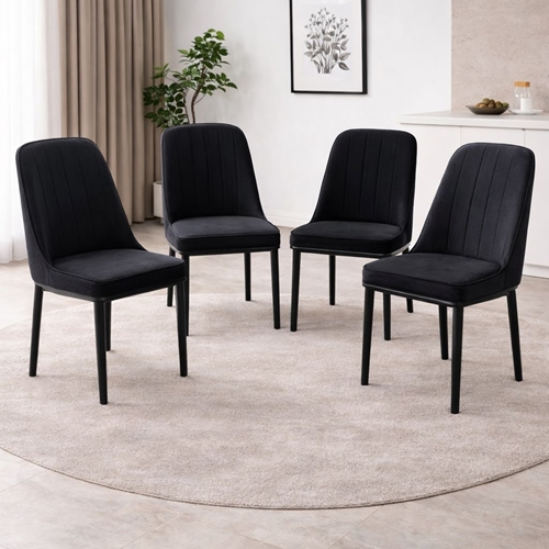 רביעיית כיסאות אוכל מונקו שחור מבית Tudo Design