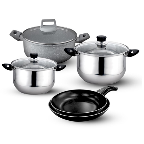 סט 8 חלקים סירים ומחבתות עשויים נירוסטה אל חלד