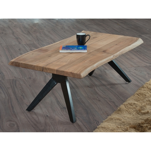 שולחן סלון מעץ מלא משולב ברזל HOME DECOR דגם סיאטל