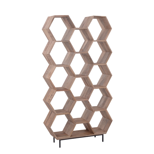 יחידת מדפים מרהיבה מעץ מנגו טבעי מלא HOME DECOR