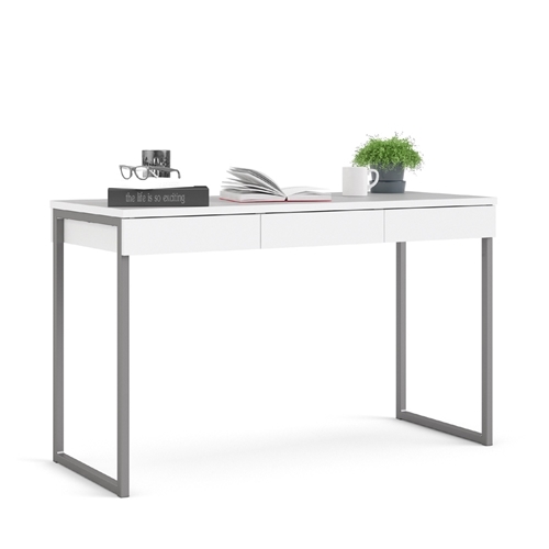 שולחן כתיבה עם מגירות ורגלי ברזל דגם ענת - לבן