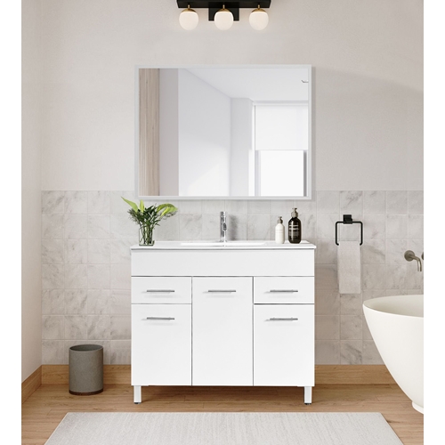 ארון אמבטיה עומד+כיור חרס ומראה לוטוס טודו דיזיין