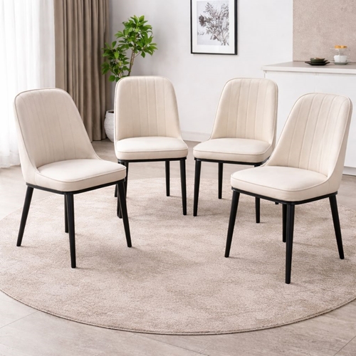 רביעיית כיסאות אוכל מונקו שמנת מבית Tudo Design