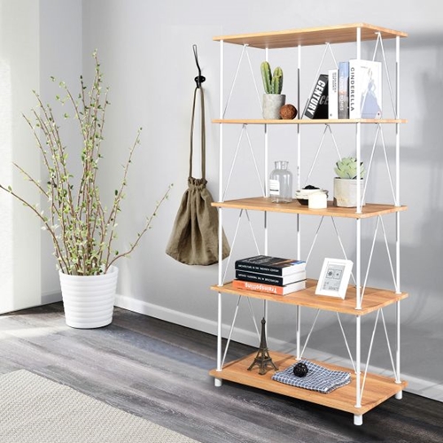 ספריה מעוצבת חמישה מדפים סורנטו לבן 5 HOMAX