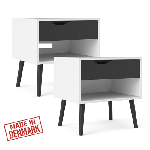 זוג שידות לילה מעוצבות שחור ולבן HOME DECOR