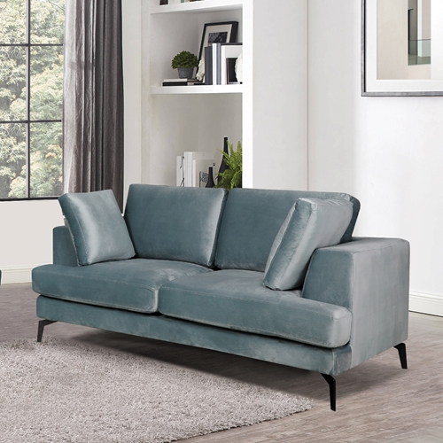 ספה דו מושבית מרופדת בד קטיפתי HOME DECOR