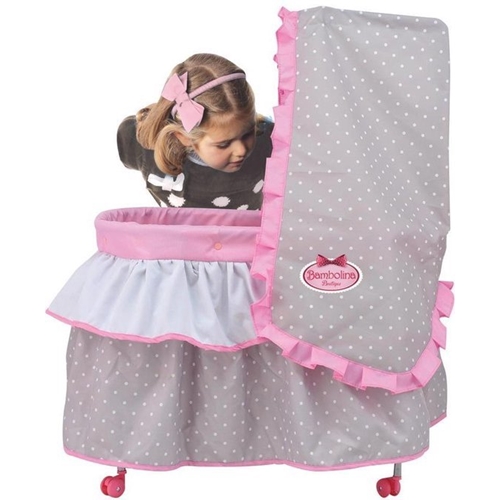 מיטת תינוק מעוצבת לבובה למשחקי ילדים, כוללת כילה