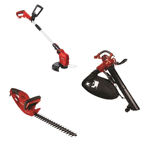 סט 3 כלי גינון מושלם - מפוח עלים + חרמש + גוזם גדר