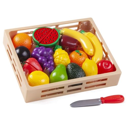 סט משחק לילדים מגש עם מגוון פירות וסכין 21 חלקים