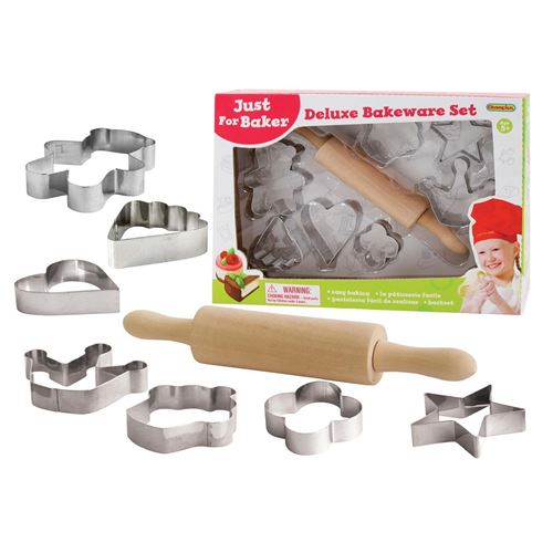 סט הכנת עוגיות לילדים - מערוך ו-7 שבלונות עוגיות בצורות ש...