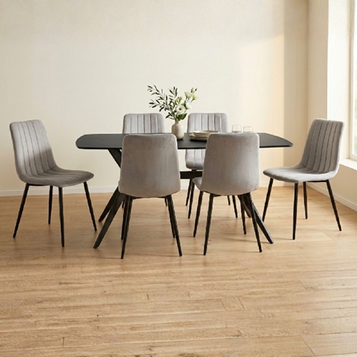 פינת אוכל מקרמיקה+6 כיסאות טוסקנה-ריביירה אפור