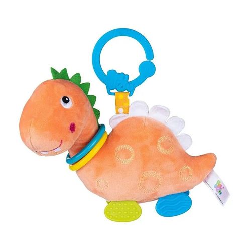 בובה צבעונית עם פעמון ונשכן - דינו הכתום