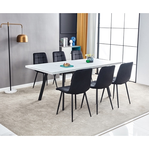 מערכת פינת אוכל נפתחת מלבנית עם 6 כסאות