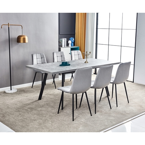 מערכת פינת אוכל נפתחת מלבנית מעוצבת עם 6 כסאות