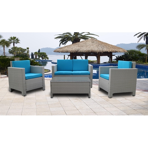 מערכת ישיבה לגינה 4 חלקים קנקון צבע כחול