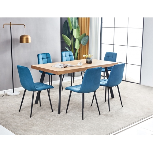 מערכת פינת אוכל מלבנית מעוצבת עם 4 כסאות