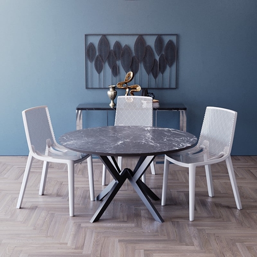 פינת אוכל עגולה + 4 כיסאות דגם רומא