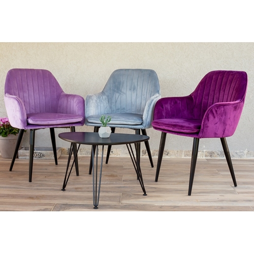 סט 4 כיסאות מפוארים לפינת אוכל מרופדים קטיפה