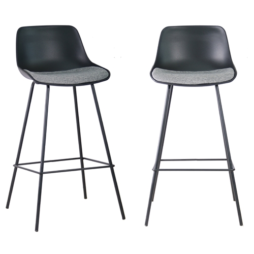 זוג כסאות בר מרופדים בד עם רגלי ברזל HOME DECOR