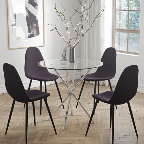 פינת אוכל עם שולחן זכוכית ו 4 כיסאות דגם לסטר-כרמל