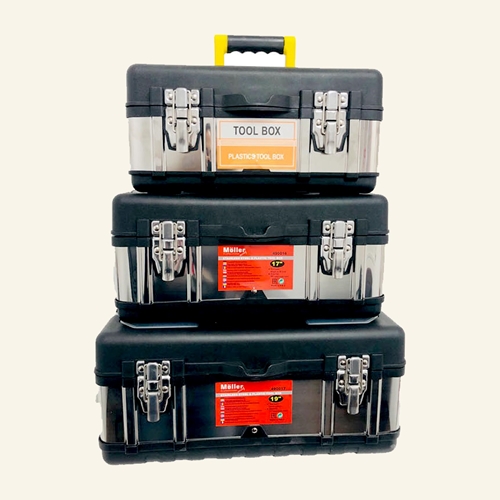 3 ארגזי כלים ציפוי נירוסטה ופלסטיק קשיח