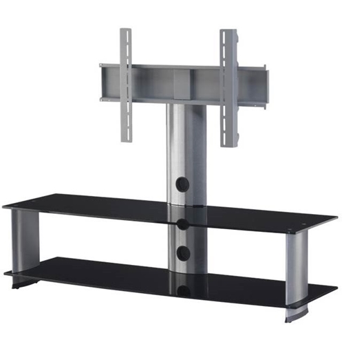 שולחן טלוויזיה זכוכית שחורה אלומיניום משולב תלייה